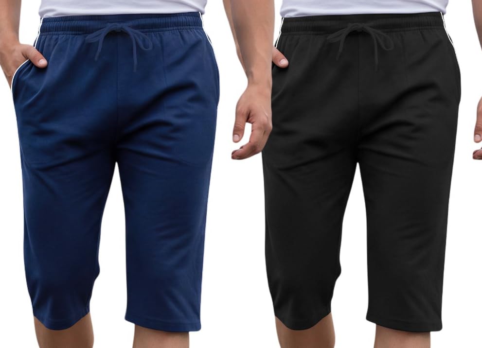 Image of FEEL TRACK Men's Regular Fit Three Fourth Capri (Pack of 2)