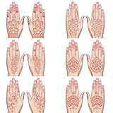6 Sheets Henna Stickers Brown Waterproof temporary hand tattoo stickers Red Ink Henna Tattoo For Women Wedding Party Festivals, & Parties Decoration