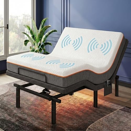 Image of Pipishell Queen Massage Adjustable Bed with 10 Inch Mattress, Smart Electric Bed with Head and Foot Incline, Zero Gravity Bed Frame, Wireless Remote, 4 USB Ports, LED Night Light
