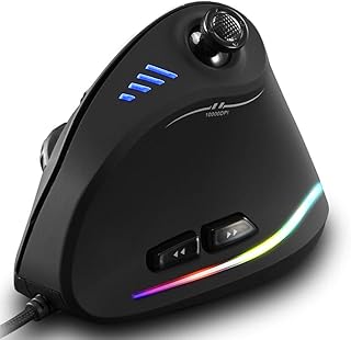 MUXAN Vertical Seesaw Gaming Mouse,10,000 DPI Adjustable (1500-2500-4000-7000-10000DPI) Wired Optical Mouse with High Precision Actuation,11 Programmable Buttons,Customized RBG Marquee Optical Vertical Wiring Mouse Mice for Pro Game Notebook, PC, Laptop, Computer