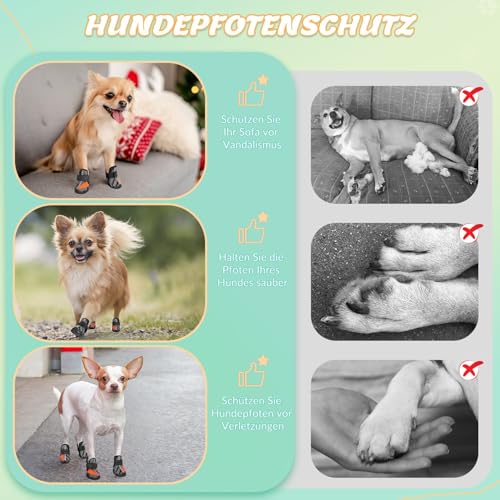 SlowTon Hundeschuhe mit Rutschfester Sohle, 2 Stück atmungsaktive Hundeschuhe, Hundeschuhe Pfotenschutz für heißen Asphalt im Sommer, Hundeschuhe für kleine Hunde