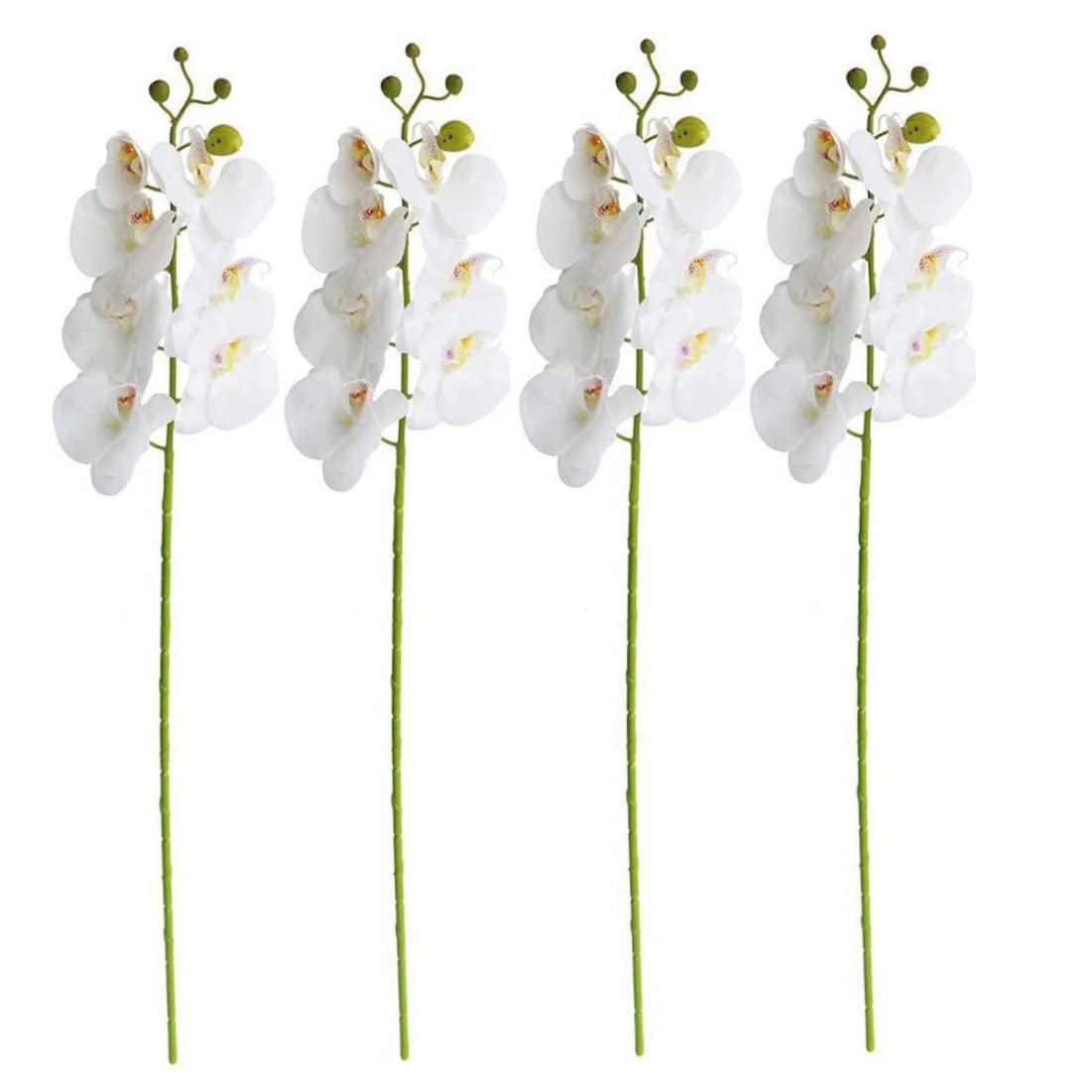 Fleurs d'orchidées artificielles blanches en pot 4pcs Phalaenopsis de décoration