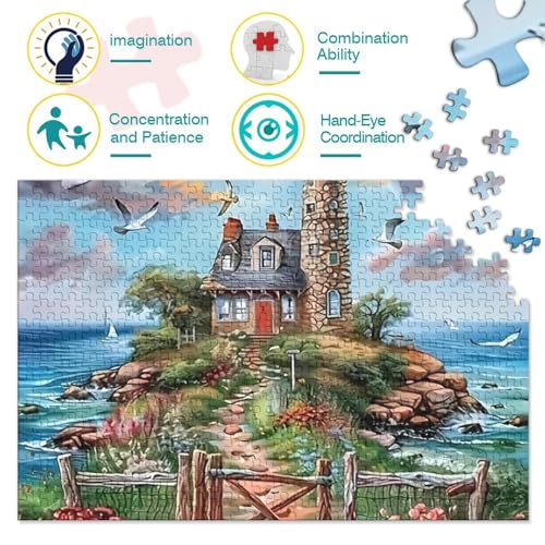 Rompecabezas para adultos de 1000 piezas: entrena tu mente con el paisaje marino de 38x26 cm 3