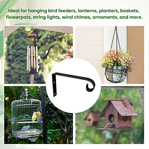 Jantens 6-Inch Hanging Plant Bracket 2 Pack, Metal Plant Hook For Indoor & Outdoor, Decorative Wall Plant Hanger For Hanging Planters, Lanterns, Bird Feeders, Flower Baskets - Black #TOP6