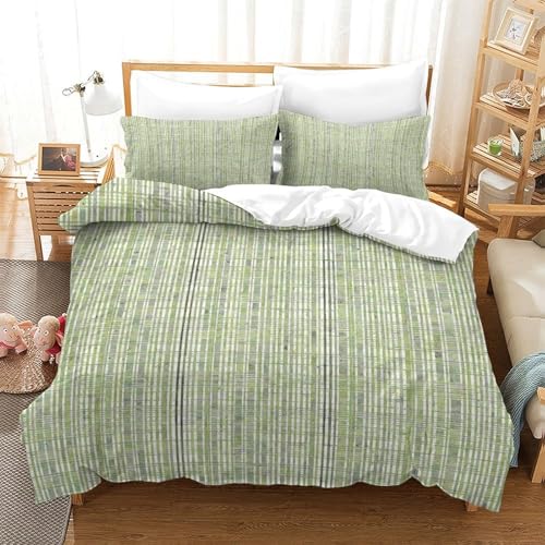 Parure de lit microfibre 135x200 rayures vertes avec housse de couette - 3