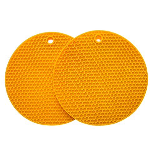 Topfuntersetzer aus Silikon, Mehrzweck-Trockenmatte, hitzebeständig bis 464 °F, Topflappen, wasserdicht, 2 Stück, rutschfest, flexibel, langlebig (gelb) Cover