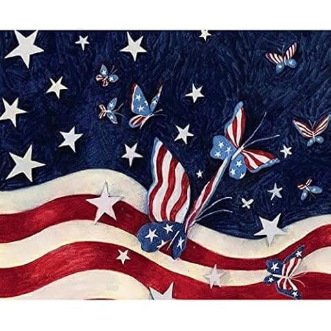 antor 5D Diamond Painting for Adults American Flag Butterfly Diamond Painting by Number Kits Full Drill Crystal Rhinestone Embroidery Pictures Arts Craft for Home Wall Decor Gift 16x12 inch Cover