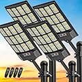 Heisolcool Solar Street Lights Outdoor Waterproof,60000LM Wide Angle Solar Flood Light, LED Parking Light with Motion Sensor and Remote Control, Suitable for Street, Parking lot-4PACK
