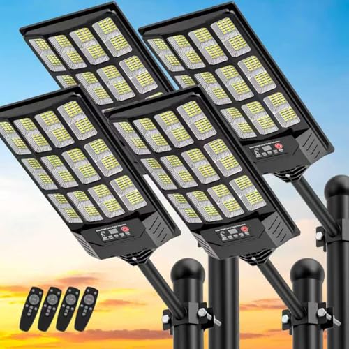 Heisolcool Solar Street Lights Outdoor Waterproof,60000LM Wide Angle Solar Flood Light, LED Parking...