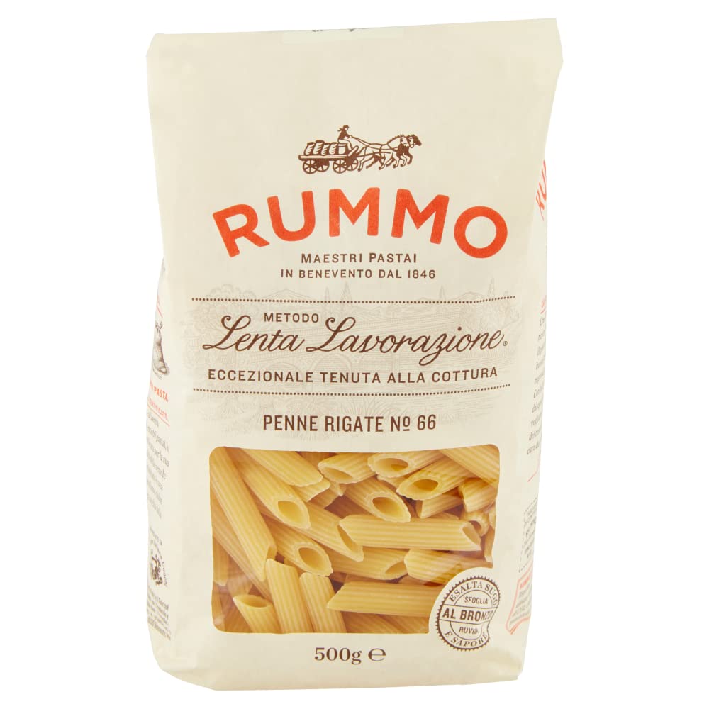 Rummo Penne rigate N. 66 - Pastas de trigo duro (20 unidades, 500 g, incluye lata de 400 g)