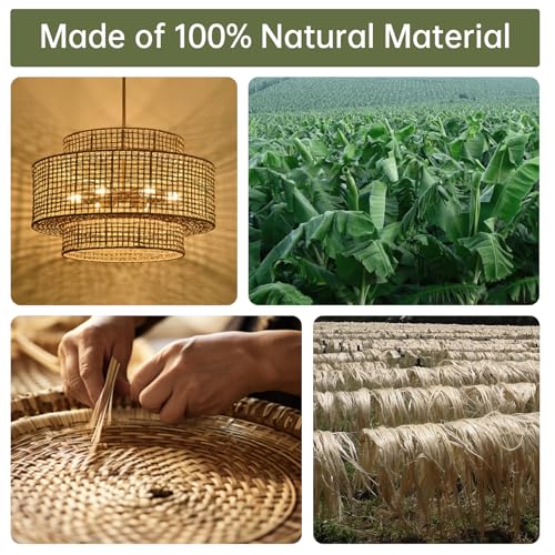 Image of 24 inch Rattan Chandelier for Dining Room, Large Boho 6-Light Rustic Chandeliers Light Fixture with Wicker Shade, Hand Woven Farmhouse Pendant Lighting for Kitchen Bedroom, Living Room, Foyer