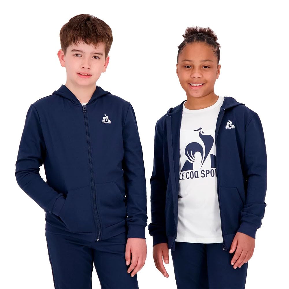 Le Coq Sportif 2520445 LE COQ SPORTIF ESS FZ Hoody N°1 Niño ESSENCIALES - Sudadera con cremallera y capucha de algodón poliéster - Corte clásico - Suave cómodo - Azul claro - Talla 10 años Unisex niños (Pack de 1)
