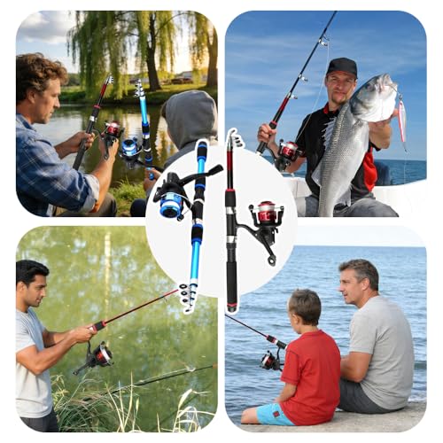SKIKHN Kit de Canne à Pêche Télescopique, 2 Jeux 1,8M Canne a Peche Enfant, Ensemble de Pêche Complet avec Moulinet, Leurres et Sac de Transport, pour Débutants Garçons, Filles, Jeunes – vue 7