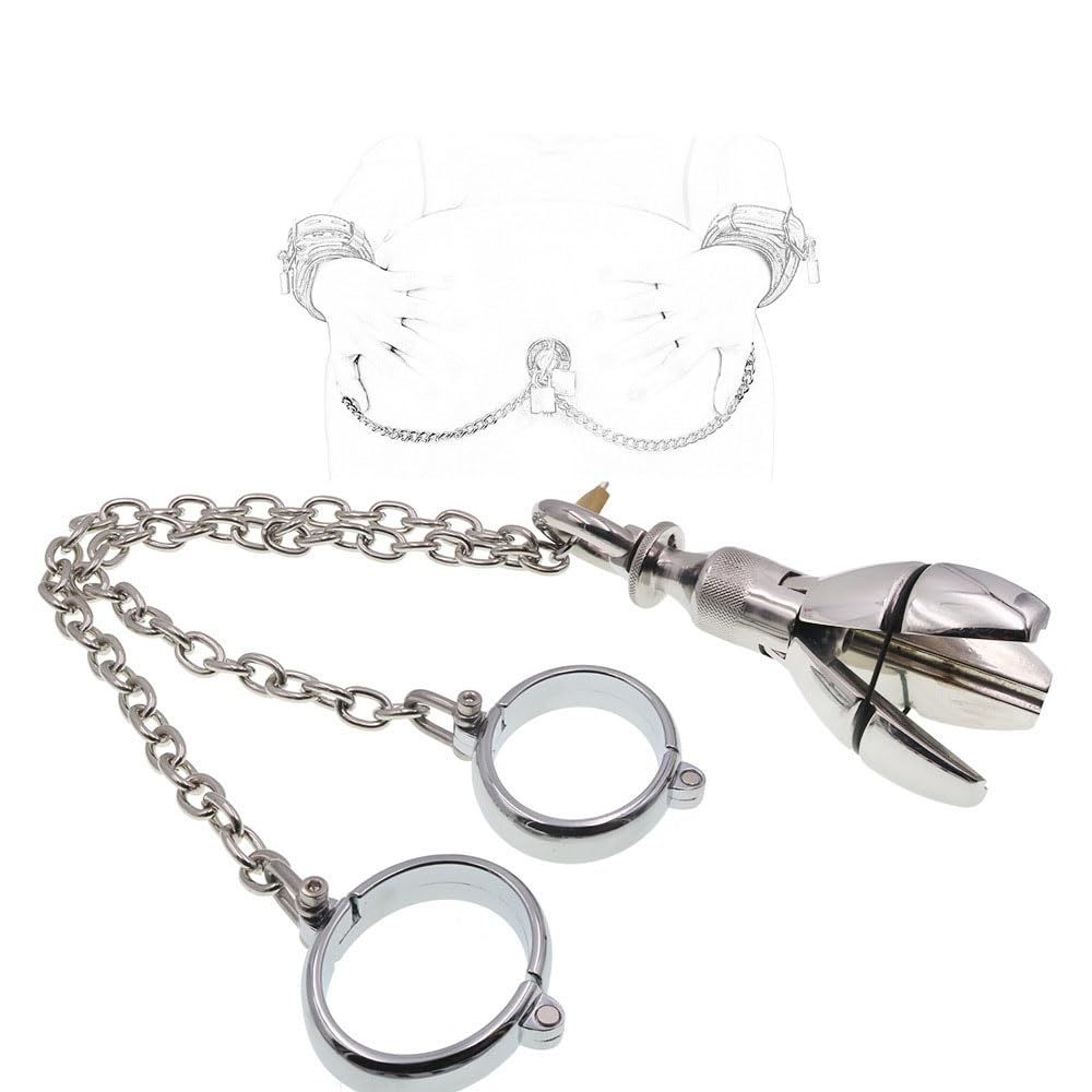 Manette in acciaio inossidabile con dilatatore anale bloccabile, plug anale con blocco anale, set di bondage SM, giocattoli sessuali erotici for uomini e donne(Männer)