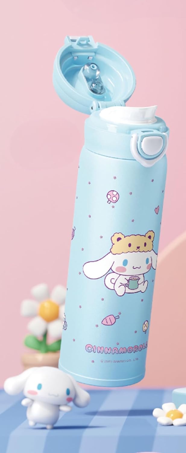 Cinnamoroll in Bear Cap Stainless Steel Insulated Water Bottle (Spout & Straw) 500ml