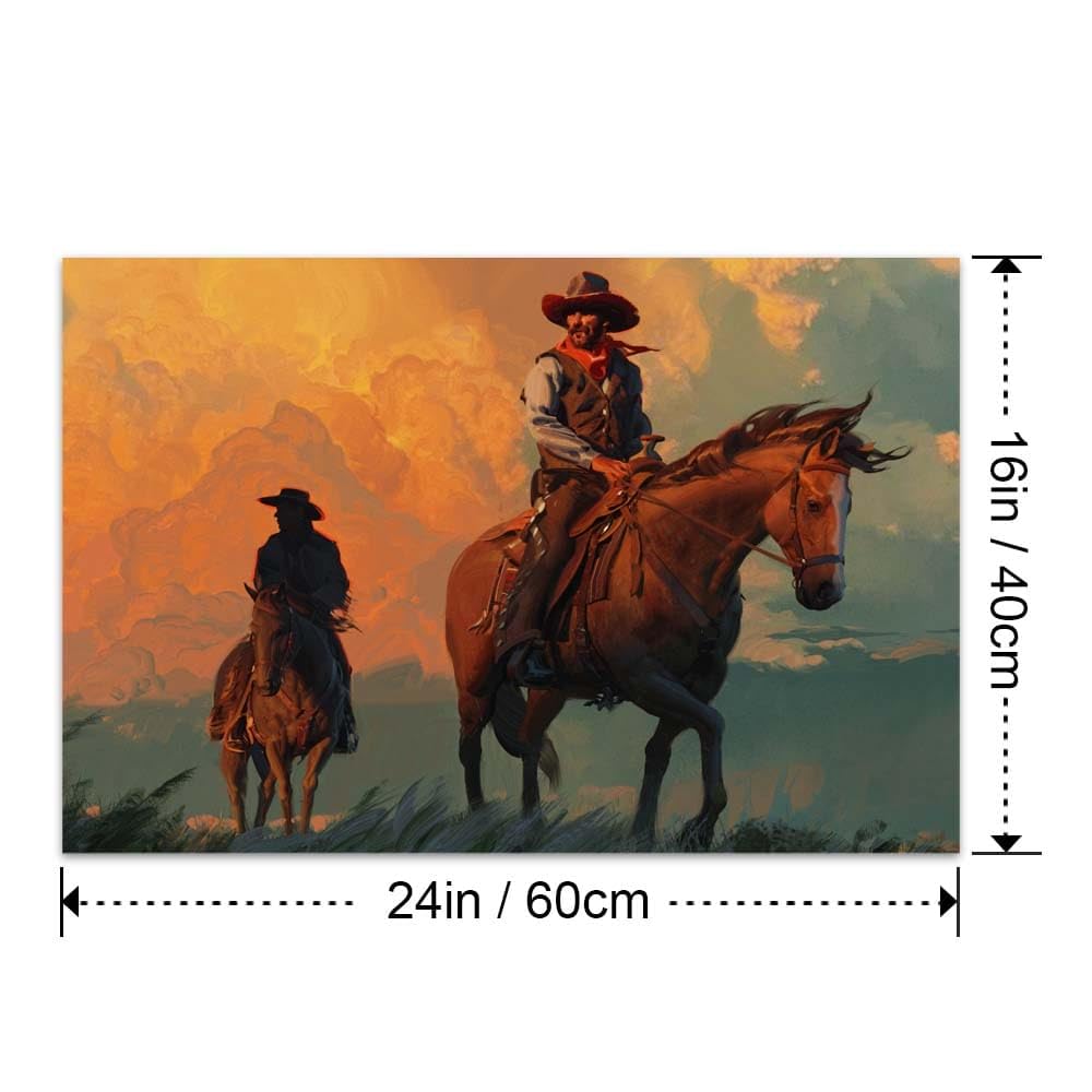FKBRCL4U Unframed Wall Art Cowboy Prairie Horse Painting For Living Room, Bedroom, Dining Room And Home Office Decor,60x40cm(24x16inch),Horizontal Canvas Art Set Is Framed Easy To Hang