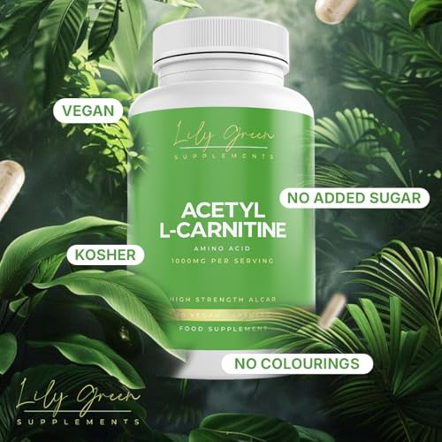 Lily Green Acetyl l Carnitine Capsules | 1000mg Per Serving Acetyl-l-Carnitine Nutritional Supplements | High Strength ALCAR | Non-GMO & No Artificial Fillers | 90 Vegan Capsules | Made in UK - Image 6