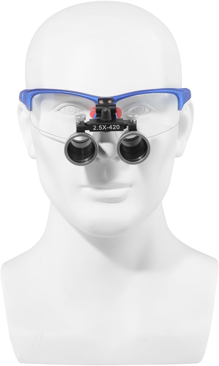 Loupes 2.5X 3.5X Magnification Binocular Magnifier Optical Glass Lens (2.5X, Blue)
