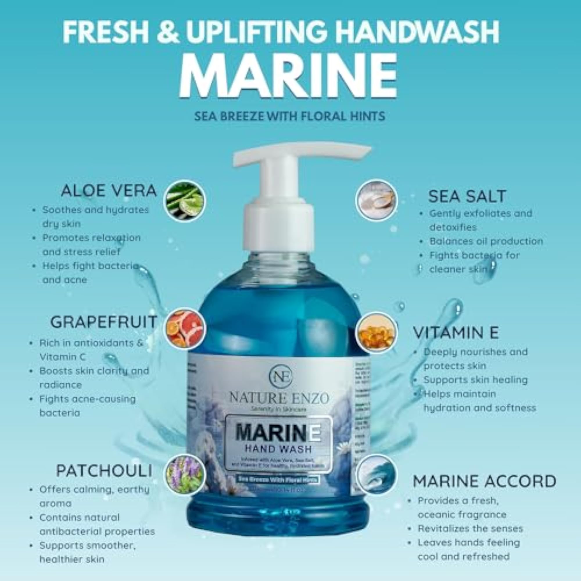NatureEnzo Marine Handwash, Premium Skin-Loving Formula
