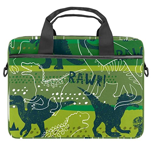 Sacoche ordinateur 13-14.5 pouces motif léopard vert et dinosaure