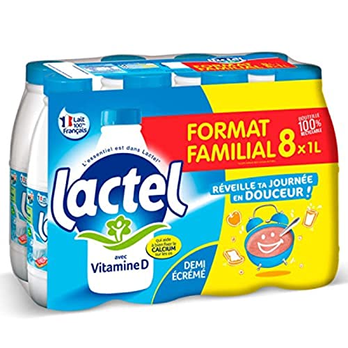 Lait Lactel demi écremé - 8 x 1 L