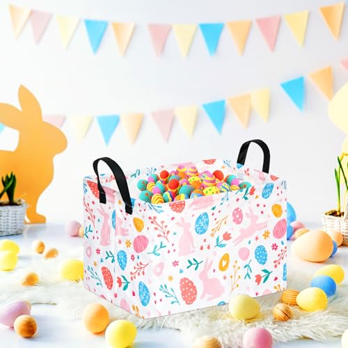 Image of Rectangle Easter Eggs Gift Basket Rabbit Toy Shelf Basket Clothes Laundry Storage Box Storage Bins, Bunny Basket, Laundry Hamper with Handles
