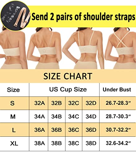 Strapless Bras For Women Front Buckle Lift Bra Wire-Free Anti-Slip Invisible Push Up Seamless Detachable Straps Bandeau X-Large #TOP5