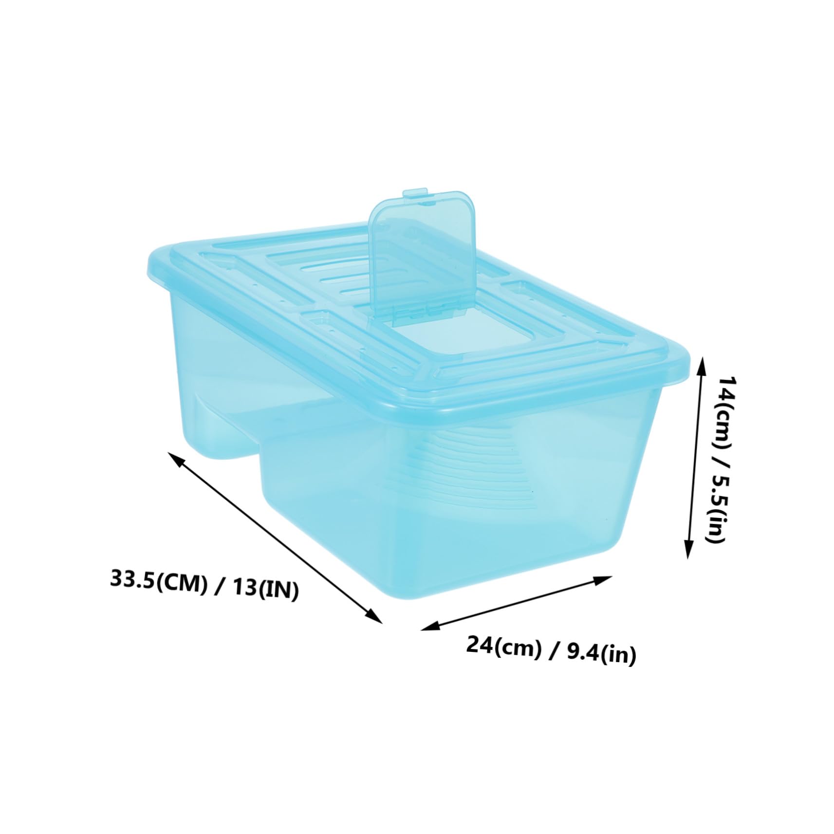 INOOMP Acquaterrario Tartarughe Blu in Plastico Piattaforma per Asciugatura e Vasca Alimentazione Integrata, Terrario Pratico e Resistente per Rettili