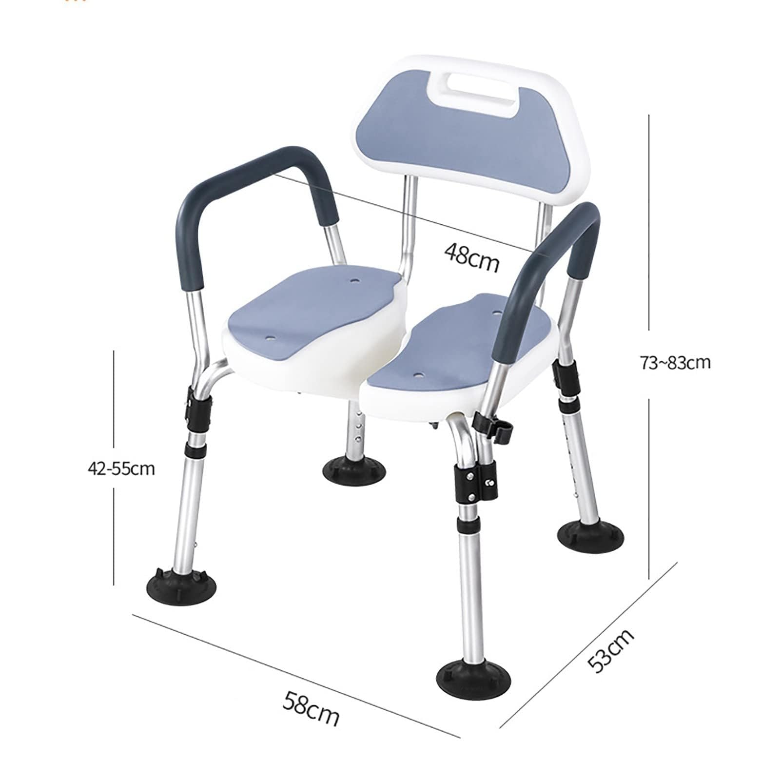 REHOOF Silla Ducha Personas Mayores, Taburete De Ducha Antideslizante, con Reposabrazos Y Respaldo, Silla De Bañ Altura Regulable para Personas Mayores Discapacitados Y Mujeres Embarazadas A