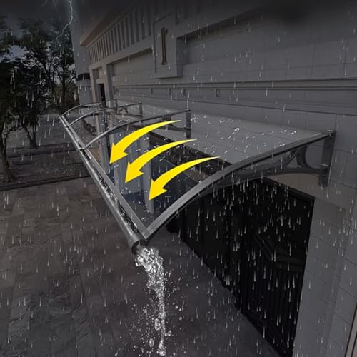 Auvent de porte extérieur courbé avec support en aluminium pour abri pluie de terrasse
