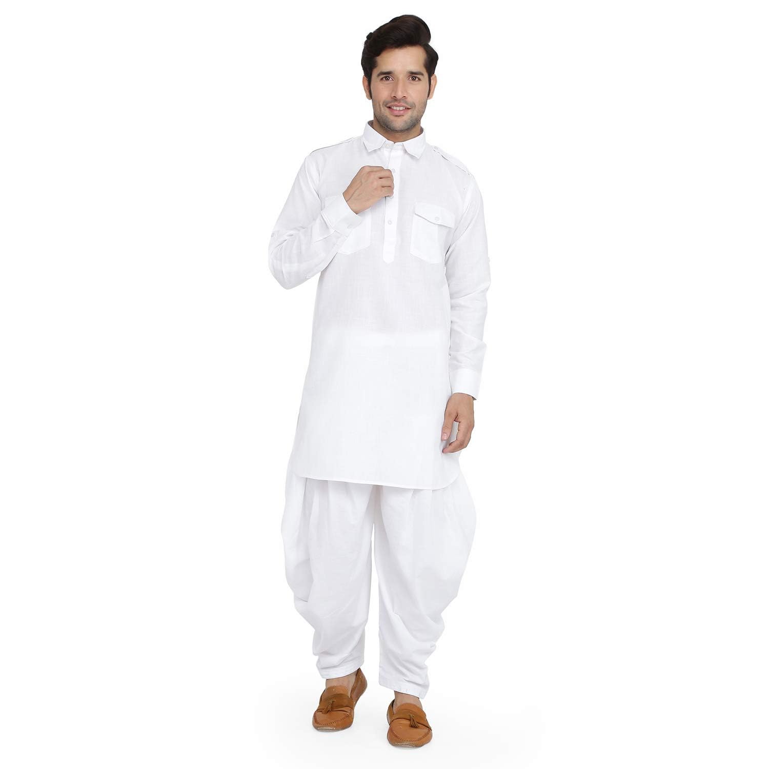 royal kurta Mens Linen Pathani Kurta and Salwar Set-picture-52