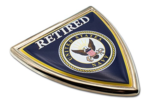 Image of Elektroplate Officially Licensed Retired United States Navy Shield All Metal Gold Frame Emblem for Cars, Trucks, and All Auto | Universal Fit at 3 inch x 2.9 inch | Weatherproof