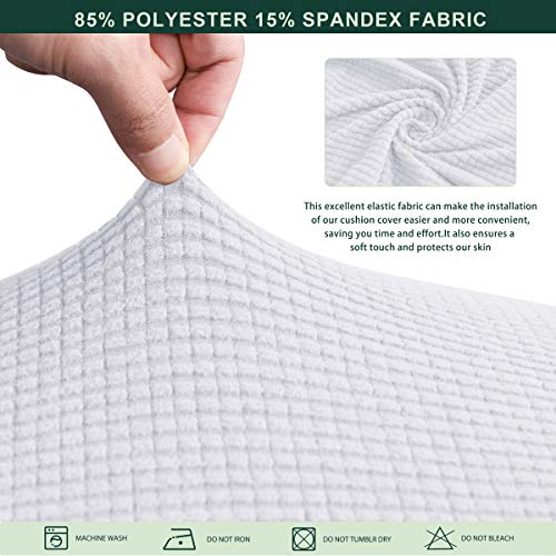 Image of CHUN YI Stretch Couch Cushion Cover Suitable for 3 Settee, Sofa Seat Slipcover with Spandex Jacquard Fabric(Large,White)