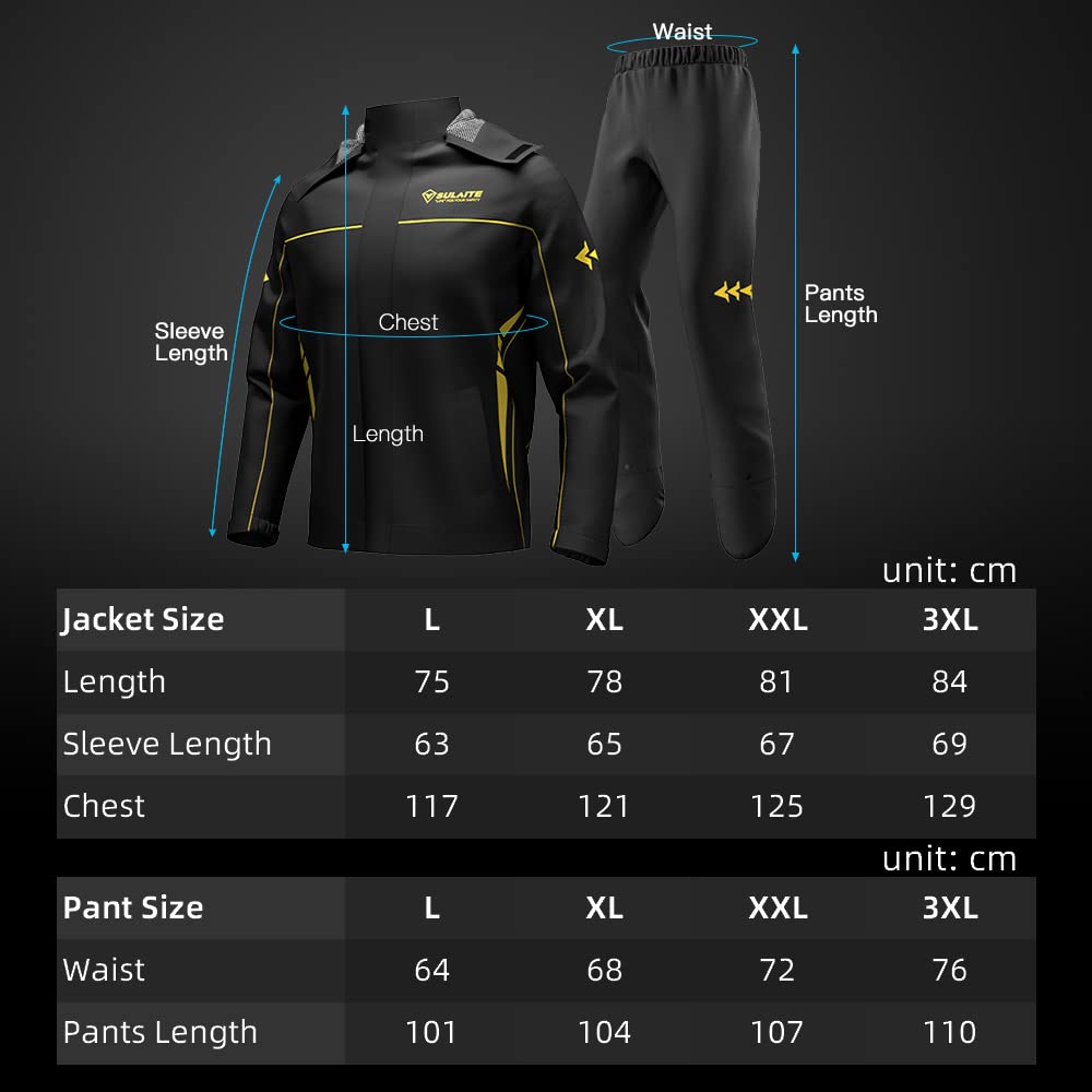 Lixada Traje de Lluvia Impermeable para Motocicleta Hombres Mujeres Chaqueta y Pantalones