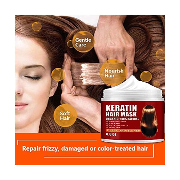 CRISTALBOX Keratin Hair Mask,Deep Repair Damage Hair Root, 250ml Hair Mask for Dry Damaged Hair,Hair Treatment Mask Keratin Hair & Scalp Treatment,Natural Deep Conditioner Hydrating Hair Masque