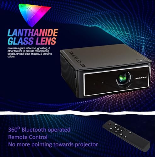 Image of E Gate O9 Zen 810 ANSI Projector with Auto Physical Incline + Digital Offset, Auto (Focus, Keystone, Screen Fit, Obstacle Shift), ARC HDMI, FHD 1080, 4k HDR Support, Android9, 2GB /32GB (EO9023,Black)