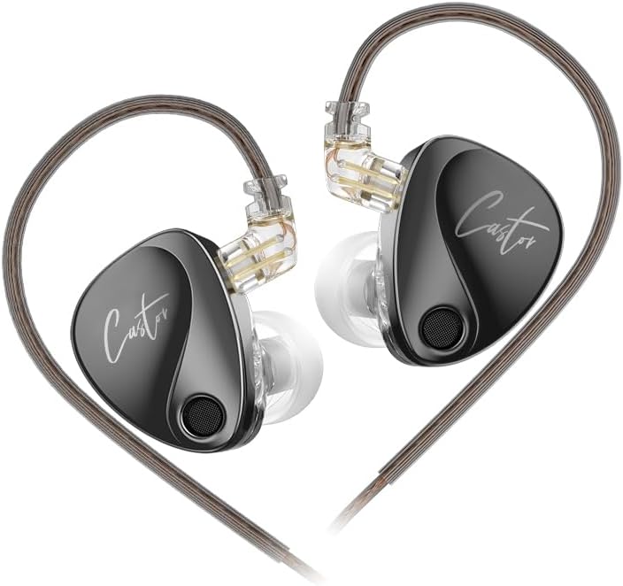 FAAEAL KZ Castor in-Ear Headphones,HiFi Improved Bass Tunable Earphone,Audiophiles Tuning Adjustable IEM,Dual Dynamic Drivers 2Pin Detachable Monitors with Adjusting Switch (Bass Version No Mic)
