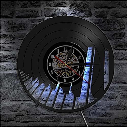 LED Night Light Sound Wave Tastiera per Pianoforte Wall Art Orologio da Parete Pianista Vinyl Record Orologio da Parete Musical Home Decor Regalo per Gli Amanti della Musica Classica