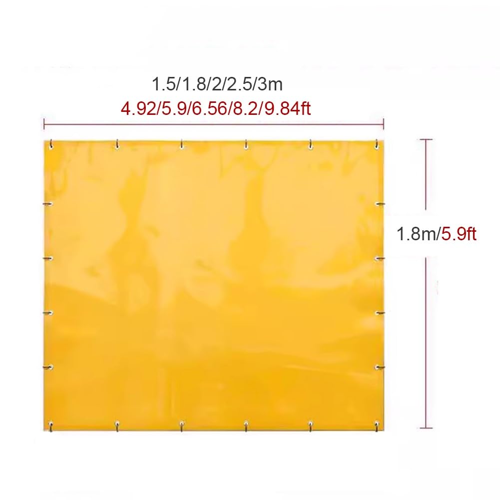GZHERVICES Écran de soudage en Vinyle Transparent FR, Rideau de soudage en Vinyle Jaune avec œillets Tout Autour, sans Cadre(Yellow-1mm,1.8x1.5m)