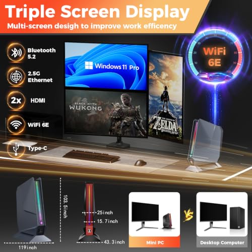 Image of Mini Gaming PC, Intel Core i9-13900HX丨GeForce RTX 4070 8G, 32GB RAM 1TB SSD丨Gaming Computer Support RGB Lights /HDMI+DP+Type-C /WiFi6E /2.5G LAN, Desktop Computer for Office Home Business