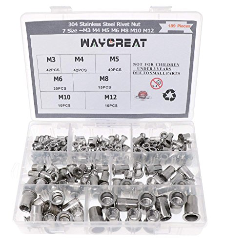 Waycreat Stainless Steel Rivet Nut, Threaded Rivetnut Insert Nutsert M3 M4 M5 M6