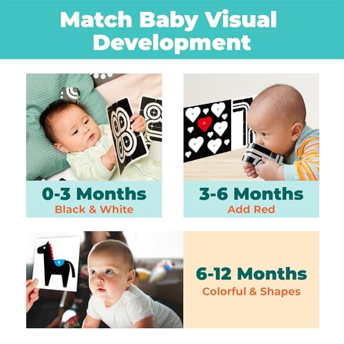 Image of QBI Baby Toys 0-12 Months, High Contrast Cards & Magnetic Cubes, 9 PCS | Safe Materials, Visual Stimulation, Newborn Sensory Development, Hand Eye Coordination, Montessori Play, Shower Gift Idea