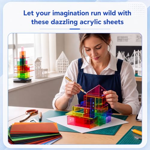 Image of Geetery 30 Pcs Colored Acrylic Sheets, 10 x 12 x 1 /8 Inch Thick Translucent Cast Acrylic Sheet, Plastic Boards for Back to School DIY Project Picture Frame, Art Craft Laser Cutting Engraving, 15 Color