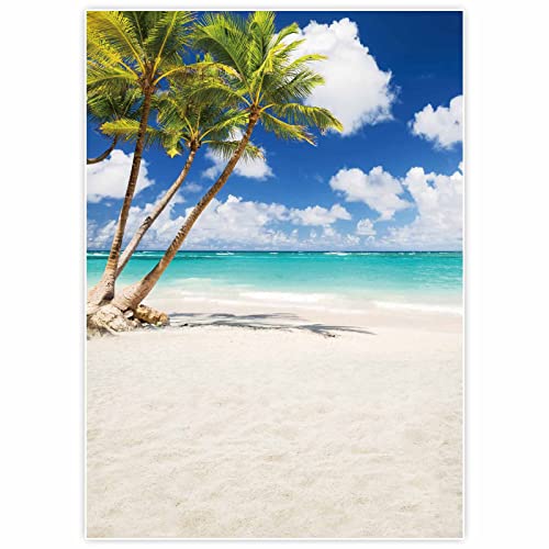 Allenjoy Tropical Seaside Beach Backdrop Summer Hawaii Island Palm Trees Photography Background For Boys Girls Portrait Holiday Travel Happy Birthday Party Dceor Banner 5X7Ft Photo Booth Props #TOP12