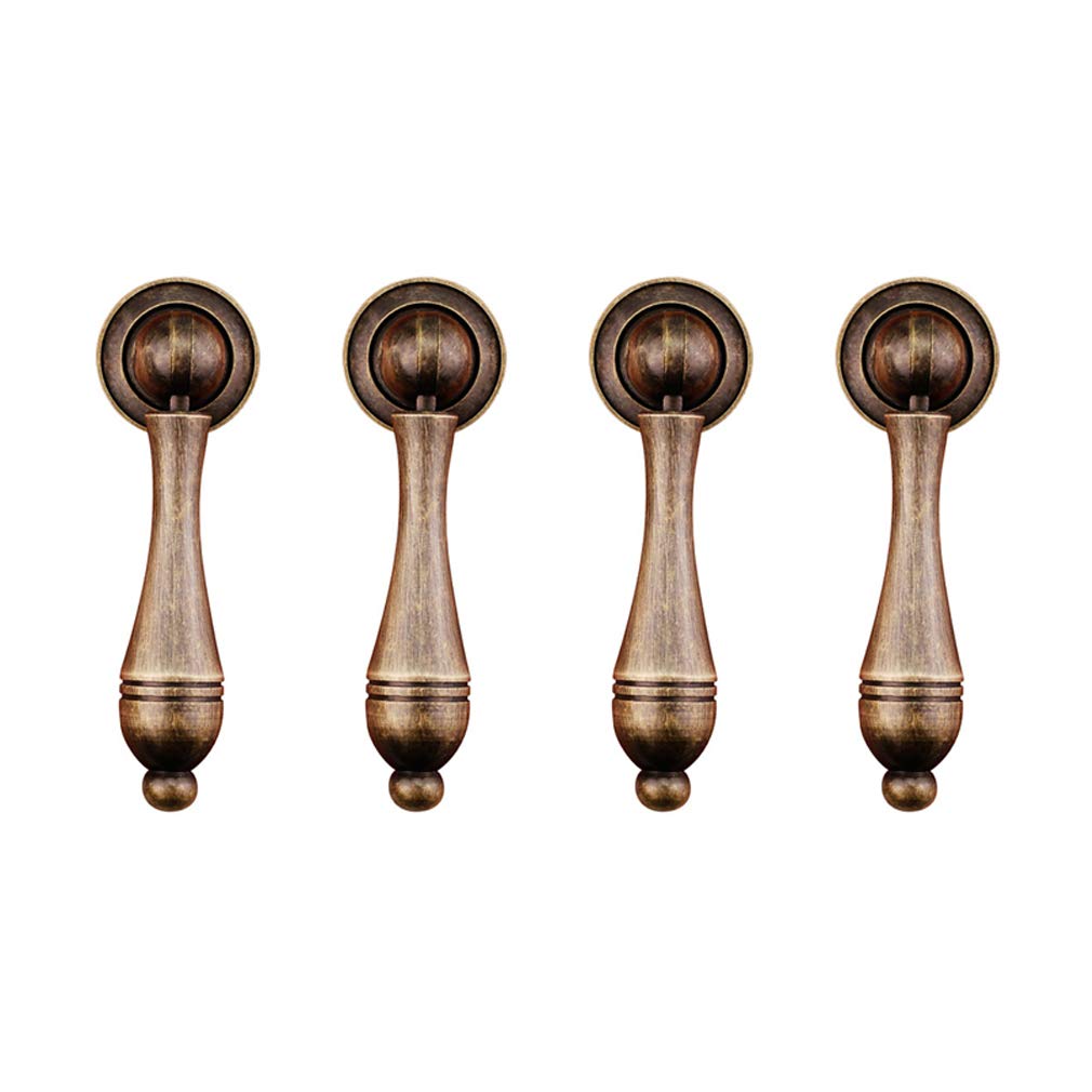 Tiazza Antique Bronze 4Pcs Antique Brass Single Hole Drawer Handle Wardrobe Cabinet Pull Knob