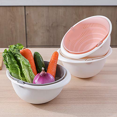 Toplner Double Layer Swivel Drainer 2 In 1 Bowl Strainer Combo - Kitchen Colander Fruit Wash Strainer For Cleaning Veggies, Noodles (Grey) #TOP4