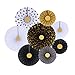 Zilue Black Party Hanging Paper Fans Decoration Set for Wedding Birthday Party Baby Showers Round Events Accessories Set of 8
