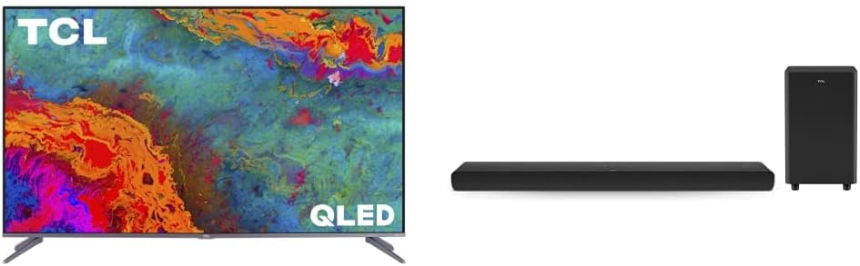 TCL 55-inch 5-Series 4K UHD Dolby Vision HDR QLED Roku Smart TV - 55S535, 2021 Model Alto 8 Plus 3.1.2 Channel Dolby Atmos Sound Bar