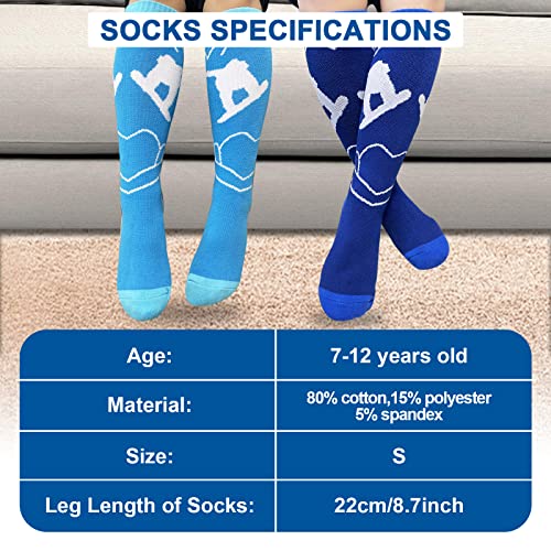 Alangduo Kids Ski Socks, 2 Pairs Knee High Thermal Snow Skiing Socks For Boys Girls Winter Thick Warm Socks For Kids 7-12 Non-Slip Skating Snowboarding Socks For Cold Weather Outdoor Sports #TOP5