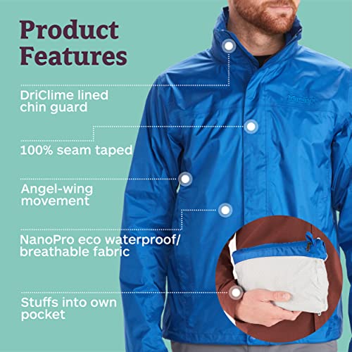 MARMOT Men's PreCip Eco Lightweight & Waterproof Rain Jacket, Dark Azure, 2X4
